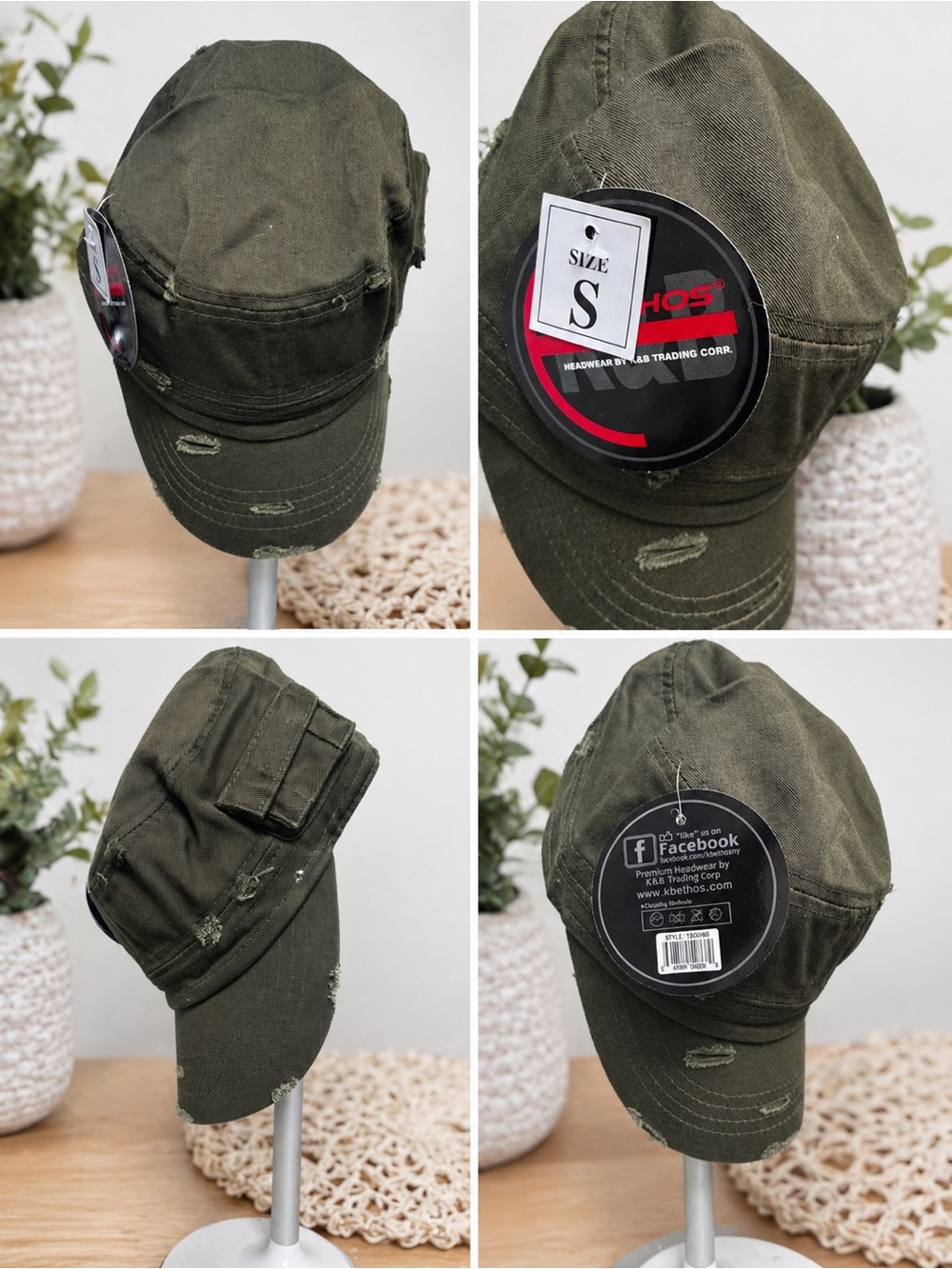 KBETHOS Olive Green Cadet Cap with Stitched Paneling